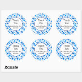 Blauwe Stippen en Cirkels Aangepaste Dank Je Ronde Sticker (Vel)