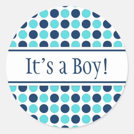 Blauwe Stippen Het is een Boy Baby shower Stickers (Voorkant)
