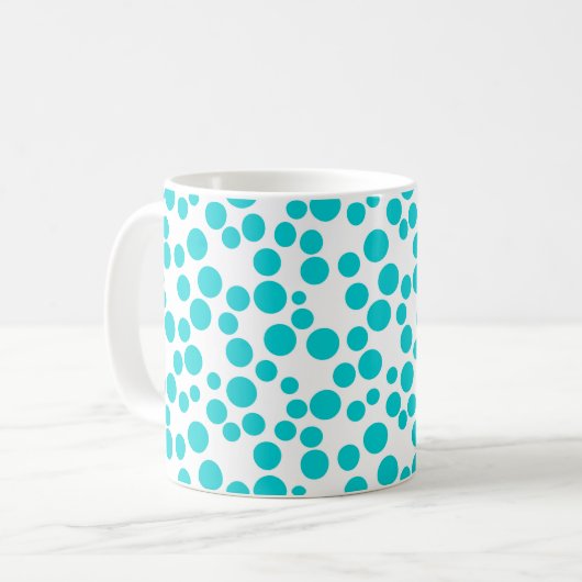 Blauwe stippen koffiemok (Voorkant links)