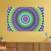 Blauwe Stippen Mandala Circle Stretted Canvas Afdr (Insitu (Woonkamer))