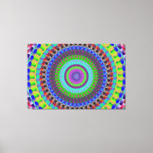 Blauwe Stippen Mandala Circle Stretted Canvas Afdr