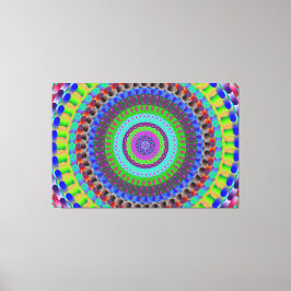 Blauwe Stippen Mandala Circle Stretted Canvas Afdr