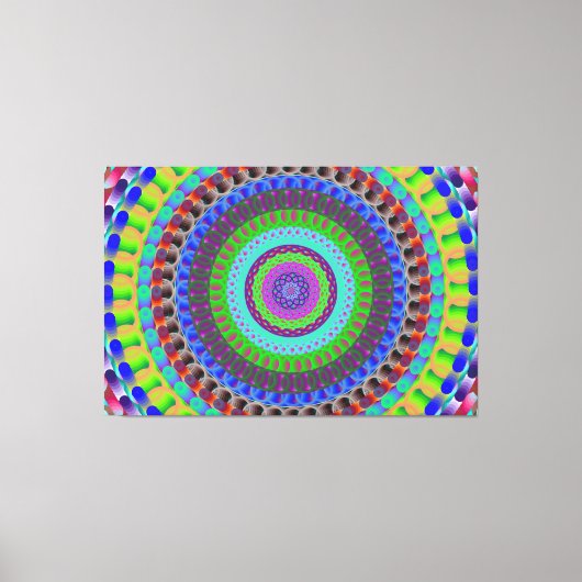 Blauwe Stippen Mandala Circle Stretted Canvas Afdr (Voorkant)