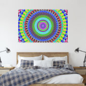 Blauwe Stippen Mandala Circle Stretted Canvas Afdr (Insitu (Slaapkamer))