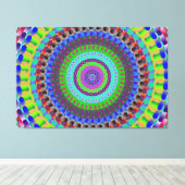 Blauwe Stippen Mandala Circle Stretted Canvas Afdr (Insitu (Houten vloer))
