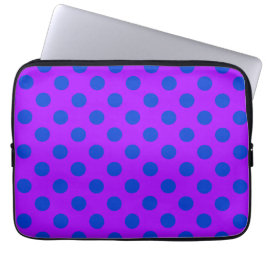 Blauwe stippen op paars laptop sleeve