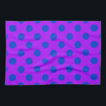 Blauwe stippen op paars theedoek<br><div class="desc">Blauwe stippen op paars</div>