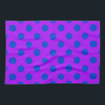 Blauwe stippen op paars theedoek<br><div class="desc">Blauwe stippen op paars</div>