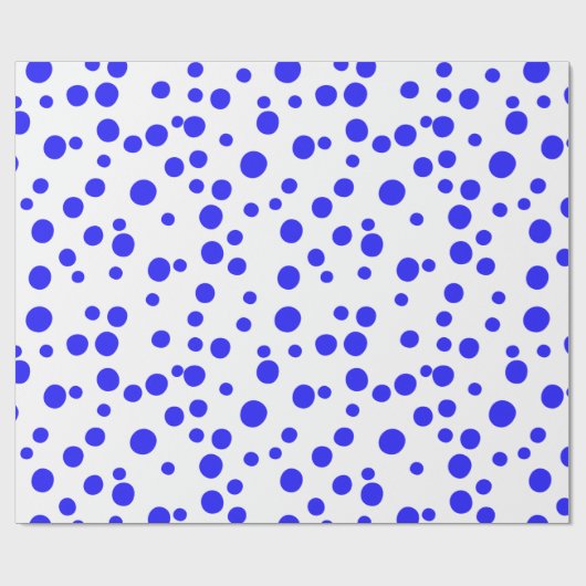 Blauwe Stippen op wit Cadeaupapier (Vlak)