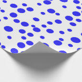 Blauwe Stippen op wit Cadeaupapier (Hoek)