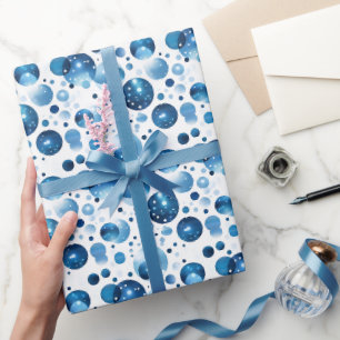 Blauwe Stippen op Wit  Cadeaupapier