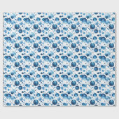 Blauwe Stippen op Wit Cadeaupapier (Vlak)