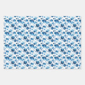 Blauwe Stippen op Wit  Inpakpapier Vel (Voorkant 3)