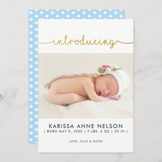 blauwe stippen portretteren hand in hand met geboo feestdagenkaart (Voorkant / Achterkant)