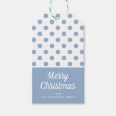 Blauwe Stippen Prettig Kerstfeest Cadeaulabel (Voorkant)