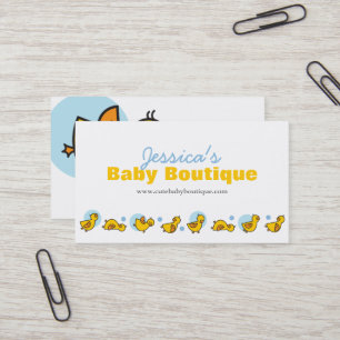 Blauwe Stippen Speels Leuk Gele Baby Eendjes Visitekaartje