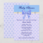 Blauwe Stippen Strik Baby Borrel Uitnodiging (Voorkant / Achterkant)
