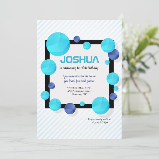 Blauwe Stippen uitnodiging (Staand voorkant)