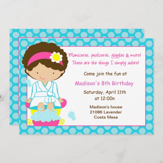 Blauwe Stippen van Spa Party Kaart (Voorkant / Achterkant)