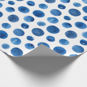 Blauwe stippen waterverf. Modern marine patroon Cadeaupapier (Hoek)