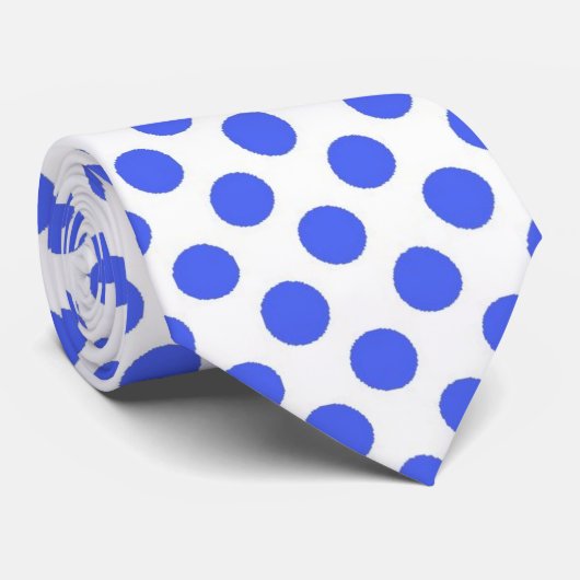blauwe stippen wit stropdas (Opgerold)