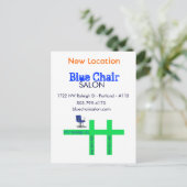 Blauwe stoelenkaart briefkaart (Staand voorkant)