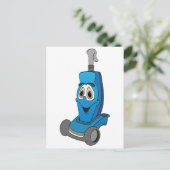 Blauwe stofzuiger briefkaart (Staand voorkant)