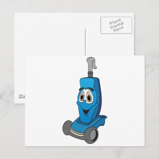 Blauwe stofzuiger briefkaart (Voorkant / Achterkant)
