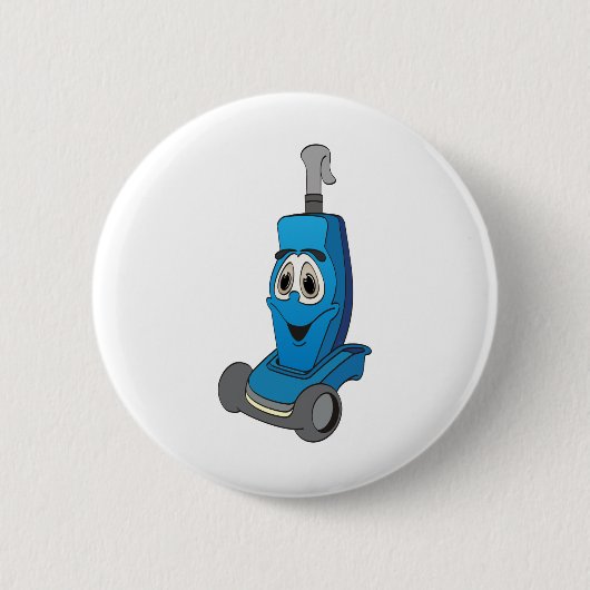 Blauwe stofzuiger ronde button 5,7 cm (Voorkant)