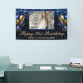 Blauwe stolling Glitter & Gold-ballonnen op zaterd Spandoek (Beurs)
