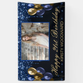 Blauwe stolling Glitter & Gold-ballonnen op zaterd Spandoek (Verticaal)