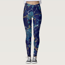 Blauwe stone-gemarmerde Leggings