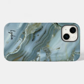 Blauwe stone marmer Case-Mate iPhone case (Achterkant (horizontaal))