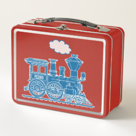 Blauwe stoomlocomotief kind aangepaste lunchbox