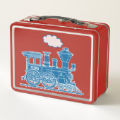 Blauwe stoomlocomotief trein kinderen aangepaste n (Achterkant)