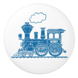 Blauwe stoomtrein aangepaste deurknop keramische knop