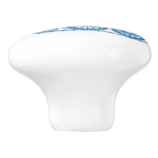 Blauwe stoomtrein aangepaste deurknop keramische knop (Zijkant)