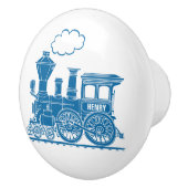 Blauwe stoomtrein aangepaste deurknop keramische knop (Rechts)