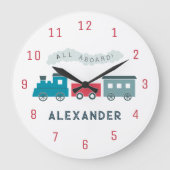 Blauwe Stoomtrein Jongens Peuterkamer Klok (Voorkant)