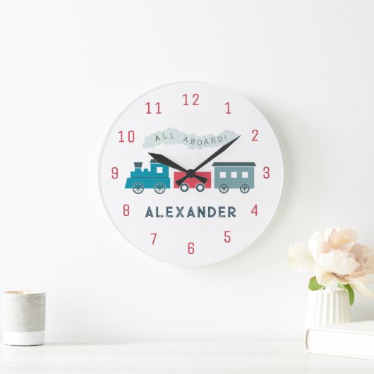Blauwe Stoomtrein Kinderen Jongens Nursery Klok (Huis)