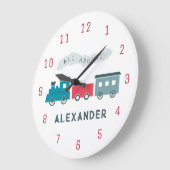 Blauwe Stoomtrein Kinderen Jongens Slaapkamer Klok (Hoek)