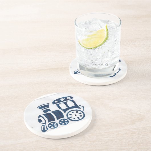 Blauwe stoomtrein onderzetter (Zijkant)