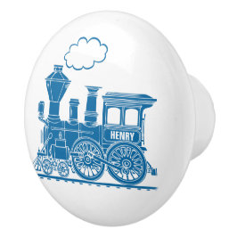 Blauwe stoomtrein op maat gemaakte deurknop keramische knop