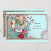 BLAUWE STORKJES VAN BABY SHOWER, ROZEN, STROMEN KAART (Voorkant / Achterkant)