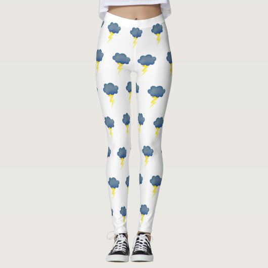 blauwe storm wolken bliksem leggings (Voorkant)