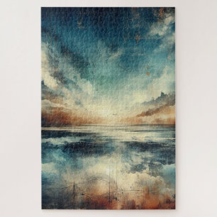 Blauwe Stormachtige Zeegezicht Oude Foto Legpuzzel