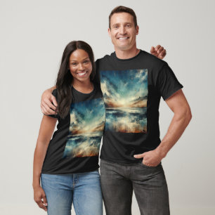 Blauwe Stormachtige Zeegezicht Oude Foto T-shirt