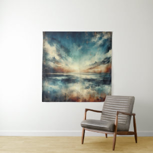 Blauwe Stormachtige Zeegezicht Oude Foto Wandkleed