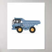 Blauwe stortwagen bouwvoertuig decor poster (Voorkant)