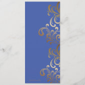 Blauwe Straal Van Bloemen Huwelijk "Menu" Kaart (Achterkant)